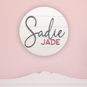 Shiplap Round Nursery Name Sign, Baby Shower, Nursery Decor Round plaque, Wooden Sign, Shiplap Name Sign, Name Sign for Girl Nursery, Baby