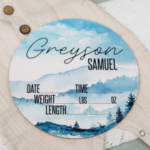 Baby Birth Stat Sign | Personalized Birth Announcement Sign | Woodland Nursery Decor | Name Announcement | Hospital Birth Announcement