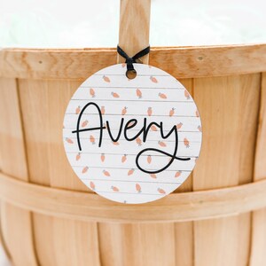 FREE SHIPPING Easter Basket Tag, 3.5&quot; Basket Tag, Easter Gift Tag, Personalized Easter, Easter Gift for Kid, Carrot Easter Tag for Basket