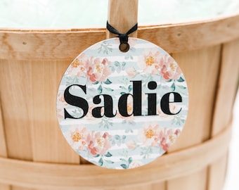 FREE SHIPPING Easter Basket Tag, 3.5" Basket Tag, Easter Gift Tag, Personalized Easter, Easter Gift for Kid, Floral Easter Tag for Basket