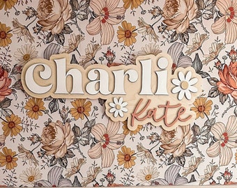 Daisy Name Sign, Nursery Name Sign, Daisy Nursery Decor, Name Sign for Girl, Wood Name Sign, Floral Name Sign for Nursery, Cute Baby Decor