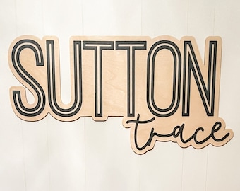 Layered Name Sign, Wooden Name Sign, Custom Nursery Decor, Outline Name, Nursery Art, Natural Nursery Decor, Boho Nursery, Baby Name Sign