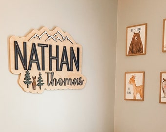 Custom Woodland Theme Name Sign, Wildlife Nursery Decor, Woodland 3D Name Sign, Name Sign for Nursery, 3D Wood Name Sign, Nursery Wall Art