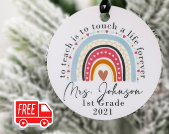 Teacher Ornament Gift, Teacher Appreciation, Teacher Gift, To Teach Is To Touch A Life, Custom Teacher Ornament, 2.75" Custom Ornament