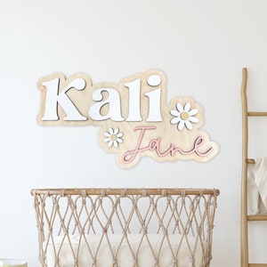Daisy Name Sign, Nursery Name Sign, Daisy Nursery Decor, Name Sign for Girl, Custom Wood Name Sign, Floral Name Sign for Nursery, Daisies