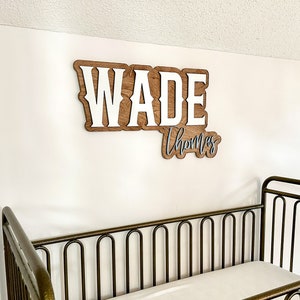 Custom 3D Name Sign, Name Sign for Boy, Nursery Wall Art, Wooden Name Sign, Outline Name Sign, Western Nursery Decor, Cowboy Nursery Theme