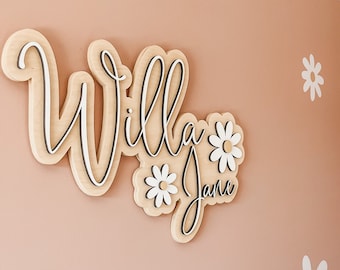 Daisy Name Sign, Nursery Name Sign, Daisy Nursery Decor, Name Sign for Girl, Custom Wood Name Sign, Floral Nursery Decor, Baby Name Sign