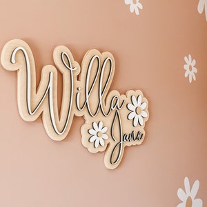 Daisy Name Sign, Nursery Name Sign, Daisy Nursery Decor, Name Sign for Girl, Custom Wood Name Sign, Floral Nursery Decor, Baby Name Sign