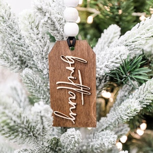 Personalized Christmas Stocking Tag, Laser Cut 3D Name, Farmhouse Stocking Tags, Name Place Cards