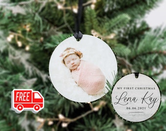 Baby's First Christmas Ornament, My First Christmas, Baby Christmas Ornament, Photo Ornament, Custom 3.9" Ornament, Newborn 1st Christmas