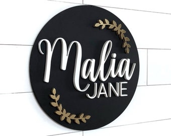 Custom Name Sign | Round Sign | Baby Name Sign | Nursery Room Decor | Wood Sign | Nursery Wall Art | Baby Shower Gift | Wood Name Board