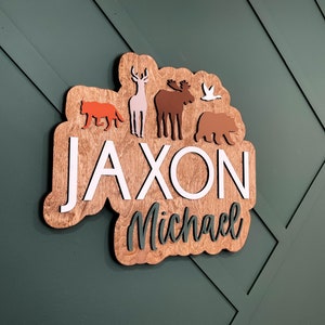 Custom Woodland Theme Name Sign, Wildlife Nursery Decor, Woodland 3D Name Sign, Name Sign for Nursery, 3D Wood Name Sign, Nursery Wall Art