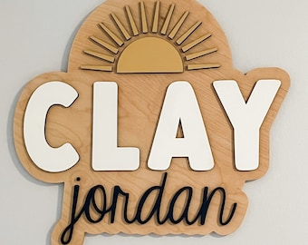 Boho Name Sign, Nursery Name Sign, Sun Nursery Decor, Boho Sun Name Sign, Custom Wood Name Sign, Name Sign for Nursery, Sunshine Nursery