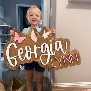 Butterfly Name Sign, Nursery Name Sign, Butterfly Nursery Decor, Name Sign for Girl, Custom Wood Name Sign, Name Sign for Nursery, Baby Girl