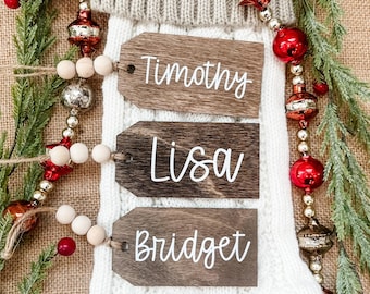 Personalized Wooden Stocking Tag, Stocking Name Tags, Farmhouse Name Tags For Christmas Stocking, Gift Tags, Stocking Tag, Rustic Christmas