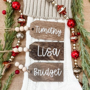 Personalized Wooden Stocking Tag, Holiday Stocking Name Tags, Farmhouse Name Tags For Christmas Stocking, Gift Tags, Stocking Tag, 2024