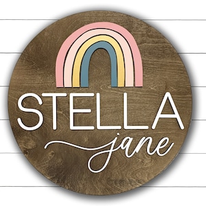 Rainbow Nursery Name Sign, Girl Nursery Decor, Baby Gift, 3D Name Sign, Rainbow Girl Sign, Baby Shower, Gift, Round Name Sign for Girl