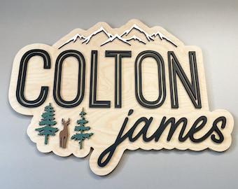 Custom Woodland Theme Name Sign, Wildlife Nursery Decor, Woodland 3D Name Sign, Name Sign for Nursery, 3D Wood Name Sign, Nursery Wall Art