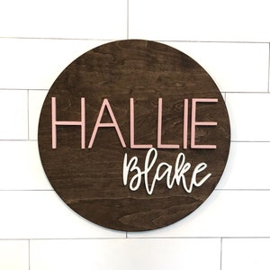 Personlized Wood Name Sign, Nursery Round Sign, Custom Wood Cutout, Baby Wall Art Decor, baby shower gift, nursery decor, nursery sign
