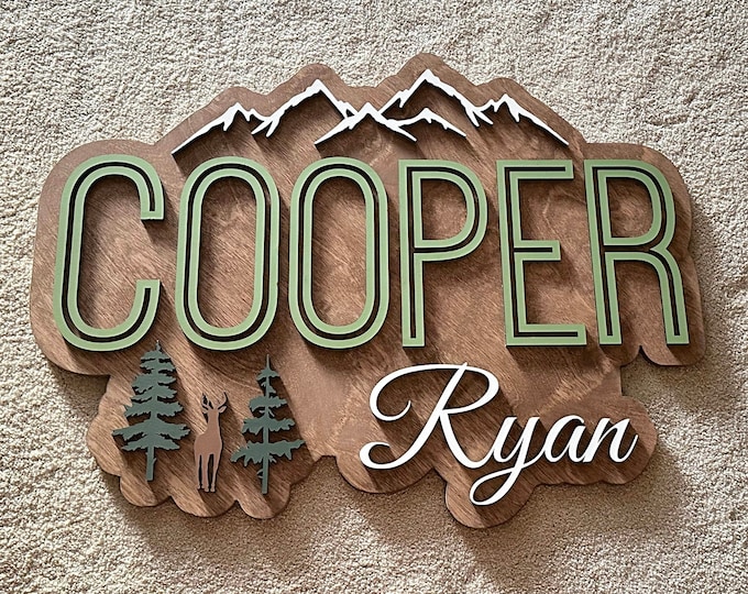 Custom Woodland Theme Name Sign, Wildlife Nursery Decor, Woodland 3D Name Sign, Name Sign for Nursery, 3D Wood Name Sign, Nursery Wall Art