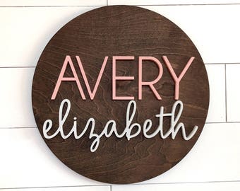 Custom Name Sign | 12-36" Round Sign | Baby Name Sign | Nursery Room Decor | Wood Sign | Nursery Wall Art | Baby Shower Gift | Wood Name