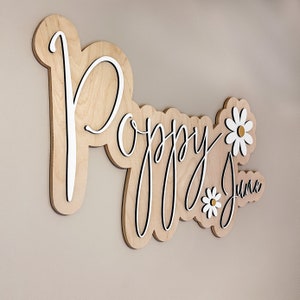 Daisy Name Sign, Nursery Name Sign, Daisy Nursery Decor, Name Sign for Girl, Custom Wood Name Sign, Floral Nursery Decor, Baby Name Sign