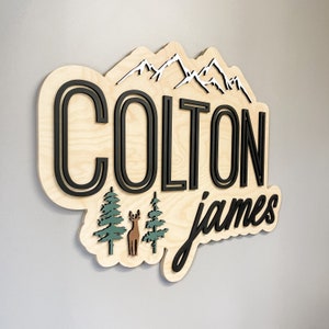 Custom Woodland Theme Name Sign, Wildlife Nursery Decor, Woodland 3D Name Sign, Name Sign for Nursery, 3D Wood Name Sign, Nursery Wall Art