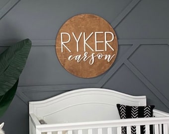 Custom Baby Name Sign for Boy | Nursery Name Sign | Baby Name Sign for Nursery | Baby Shower Gift | Name Announcement | Wood Round Name