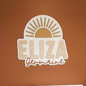 Boho Name Sign, Nursery Name Sign, Sun Nursery Decor, Boho Sun Name Sign, Custom Wood Name Sign, Name Sign for Nursery, 3D Name Sign
