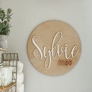 Nursery Name Sign, Baby Shower, Personalized Round plaque, Customized Wood Baby Sign, Name Sign for Nursery, Boho Nursery, Natural Nursery