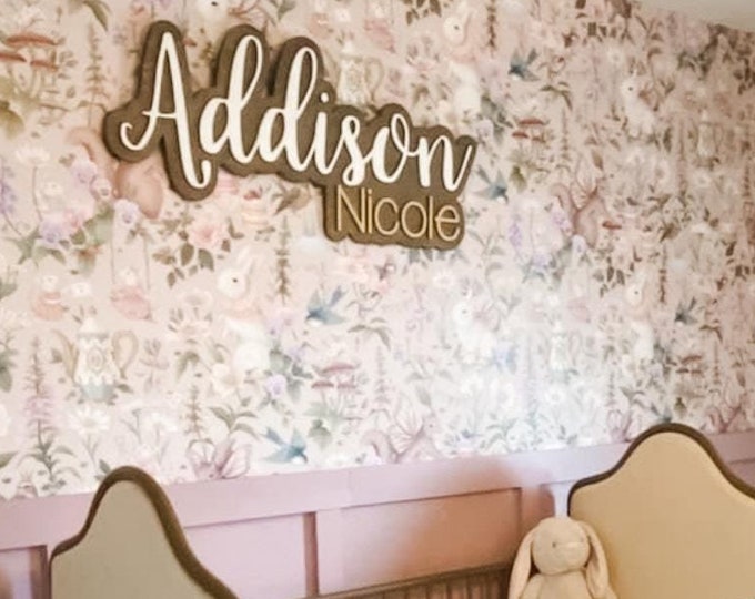 Personalized 3D Nursery Baby Name Sign, Custom Wood Name Plaque, Handcrafted Baby Room Decor, Unique Baby Shower Gift, Girl Name Sign