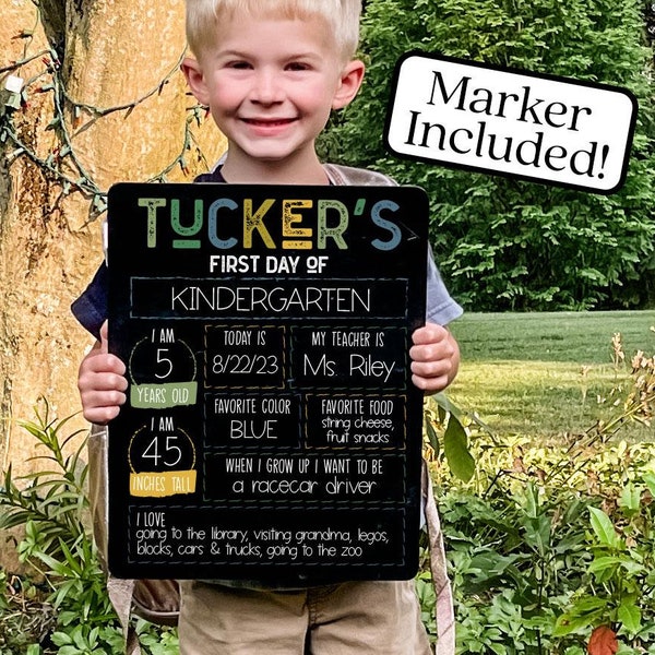 First Day of School Sign, Kids School Sign, Reversible First Day of School Sign, Reusable First Day of School, Back to School Sign for Boy