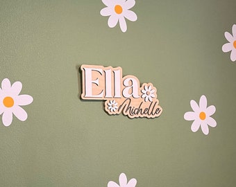 Daisy Name Sign, Nursery Name Sign, Daisy Nursery Decor, Name Sign for Girl, Custom Wood Name Sign, Floral Name Sign for Nursery, Daisies