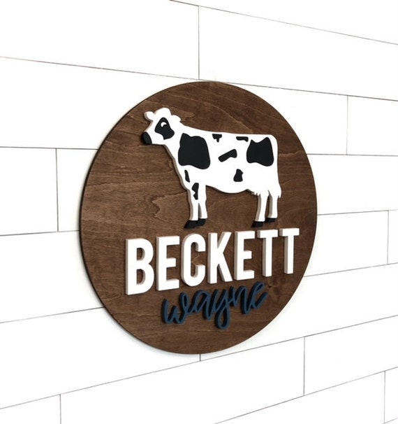 Custom Name 24 Farm Cow Sign Baby Name Sign Etsy
