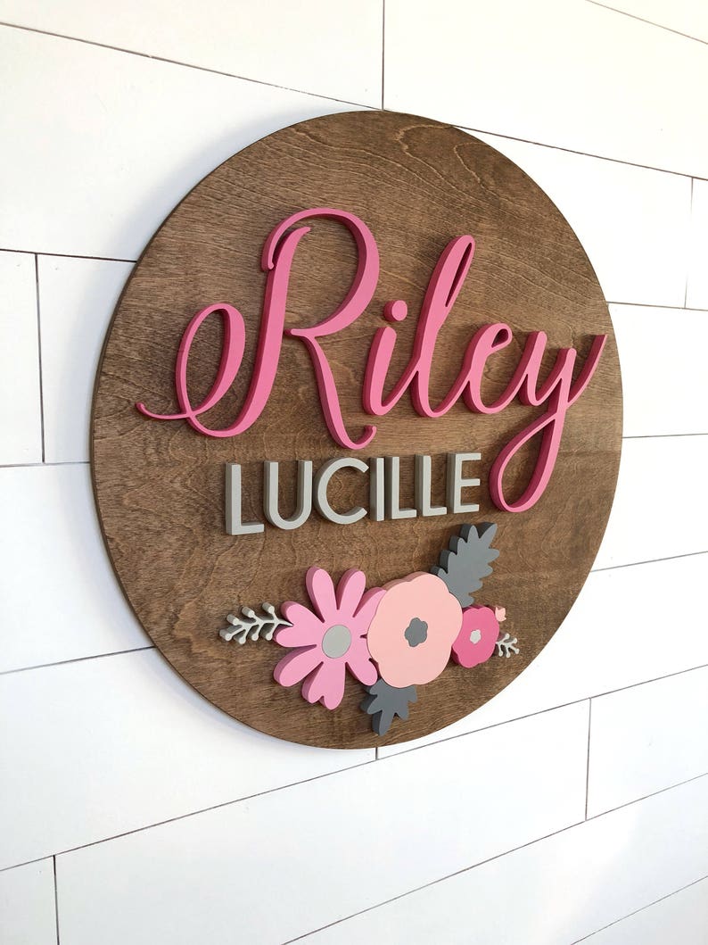 Custom Name Sign Round Sign Baby Name Sign Nursery Room Etsy