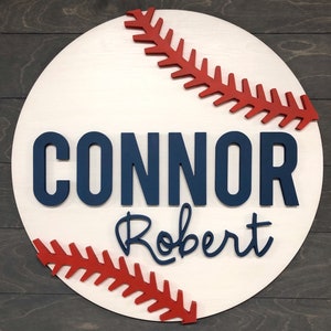 Custom Name | Baseball Sign | Baby Name Sign | Nursery Room Decor | Wood Sign | Nursery Wall Art | Baby Shower Gift | Wood Name Board