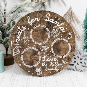 Custom Santa Cookie Plate | Christmas Eve Cookie Tray | Santa Cookie and Milk Platter | Wooden Farmhouse Cookie | Dear Santa Sign