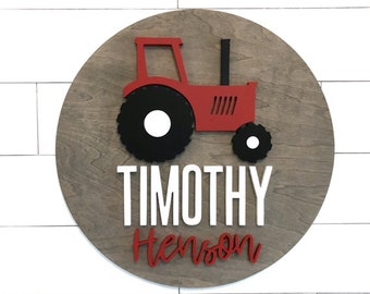 Custom Name |  Tractor Sign | Baby Name Sign | Nursery Room Decor | Wood Sign | Nursery Wall Art | Baby Shower Gift | Wood Name Board