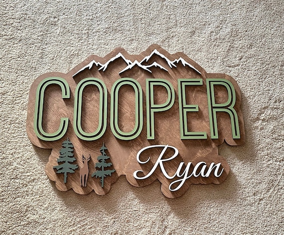 Custom Woodland Theme Name Sign, Wildlife Nursery Decor, Woodland 3D Name Sign, Name Sign for Nursery, 3D Wood Name Sign, Nursery Wall Art