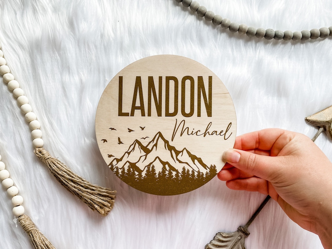 Wood Baby Name Sign | Personalized Birth Announcement Sign | 6" Newborn ...