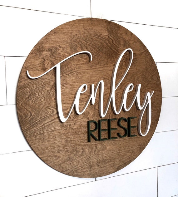 Round Name Sign 12 36 Name Plate Kids Sign Decor Etsy