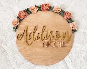 Round Baby Name Sign | Personalized  | Child Name Sign | Nursery Sign | Baby Gift | Name Sign for Girl | Baby Shower Gift | Baby Girl Gift