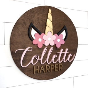 Custom Name Sign | Sign For Girl | Baby Name Sign | Nursery Room Decor | Wood Sign | Unicorn Nursery Wall Art| Baby Shower| Wood Name Board