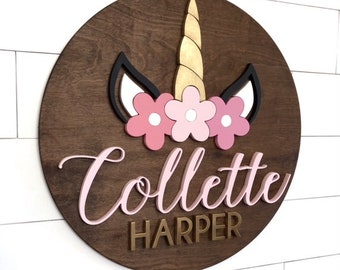 Custom Name Sign | Sign For Girl | Baby Name Sign | Nursery Room Decor | Wood Sign | Unicorn Nursery Wall Art| Baby Shower| Wood Name Board