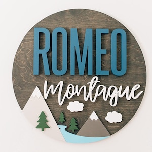 River Mountain Clouds Sign | Name Sign for Boy | Woodland theme | Wood Sign | Nursery Wall Art | Baby Shower Gift | Adventure theme nursery