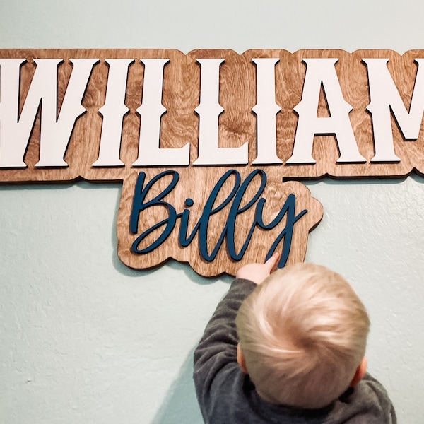 Custom 3D Name Sign, Name Sign for Boy, Nursery Wall Art, Wooden Name Sign, Outline Name Sign, Western Nursery Decor, Cowboy Nursery Theme
