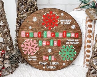 Personalized Santa Treat Tray, Christmas Eve Cookies and Milk Plate, Festive Christmas Board, Treats for Santa, Holiday Activity for Kids