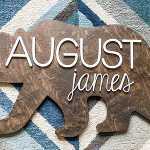 Bear Shaped Name Sign | Woodland Nursery Decor | Bear Name Sign | Personalized Gift | Nursery Wall Art | 3D Name Sign | Custom Name Sign