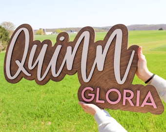 Personalized 3D Name Sign, Baby Nursery Name Sign, Kid Bedroom Wall Decor, Layered Wood Name Sign, Custom Name Outline Sign, Handmade Sign