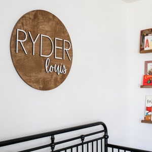 Ryder Lettering Large Wood Name Sign, Round Wood Name Sign, Classic Nursery Decor ...
